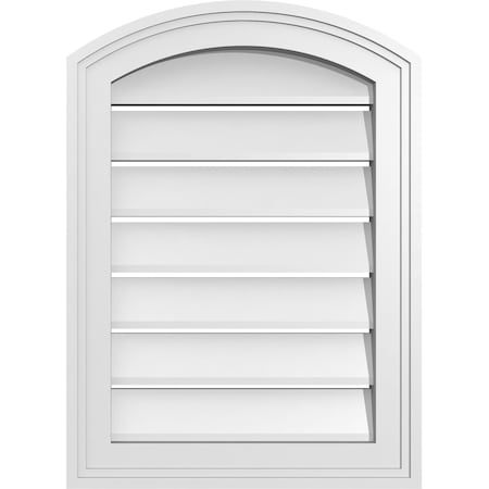 Ekena Millwork Arch Top Surface Mount PVC Gable Vent: Non-Functional, w/2"W x 1-1/2"P Brickmould Frame, 16"W x 20"H GVPAR16X2002SN